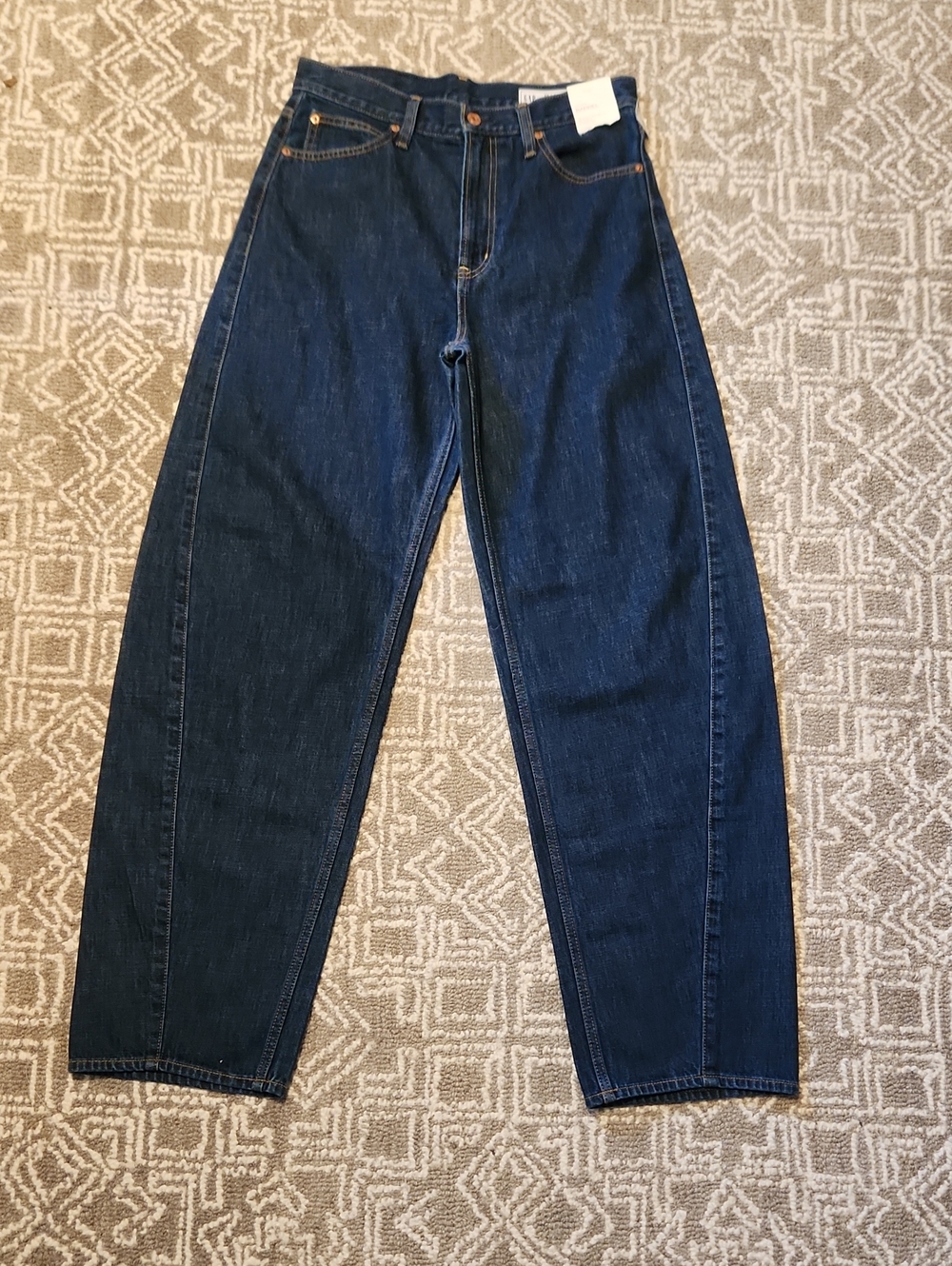 GAP Dark Blue Barrel High Rise 100% Cotton Jeans Size 30/10 Tall Women's